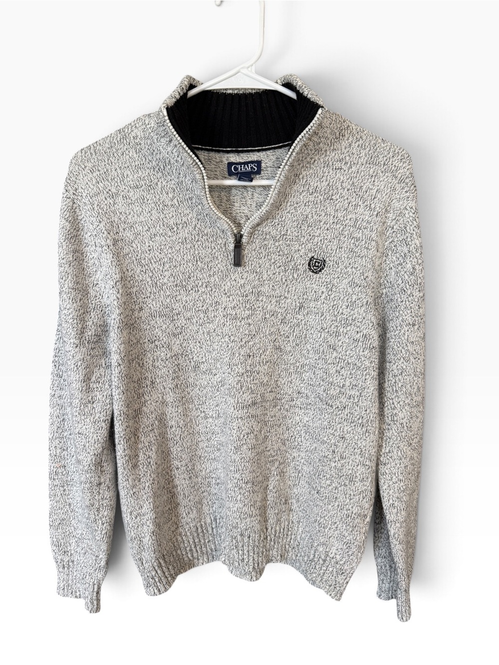 Chaps Boy’s Quarter Zip Sweater in Heather Gray - Youth Large(14/16)